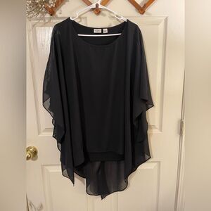 Chico's Black Sheer Poncho Top